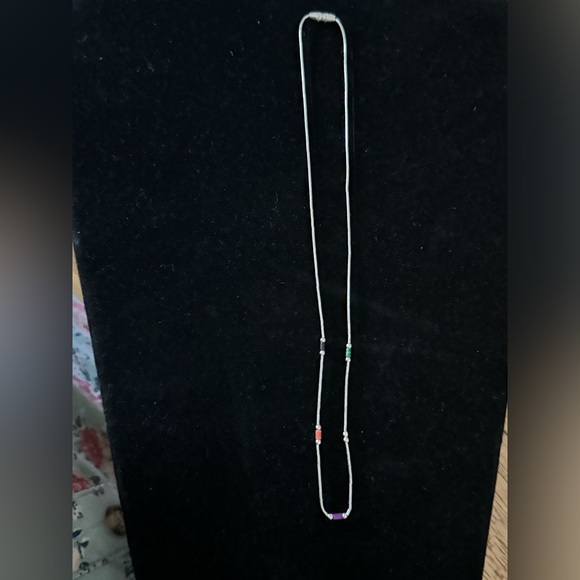 Christin Wolf Navajo Sterling Silver Turquoise & Multi 14.5" Beaded Necklace - Picture 4 of 7